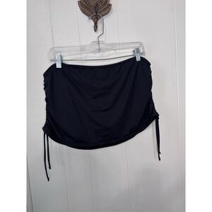 Downeast Women's XL Skirted Swim Bottom Black Rusched Side Tie
